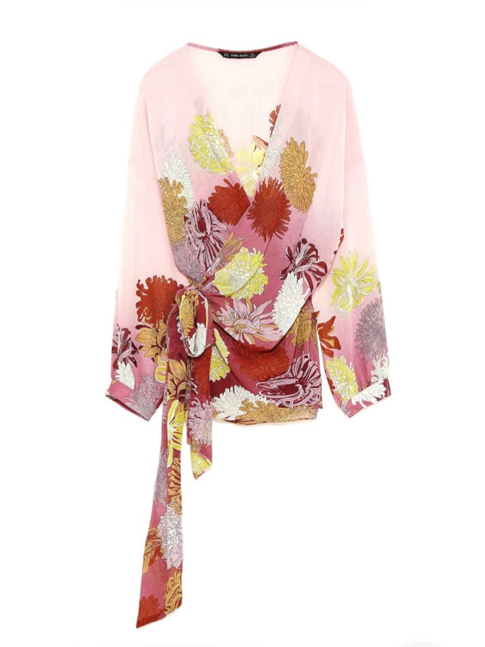 Zara floral wrap blouse